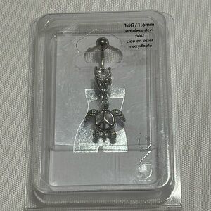 Icing Stainless Steel Turtle Belly Ring Silver